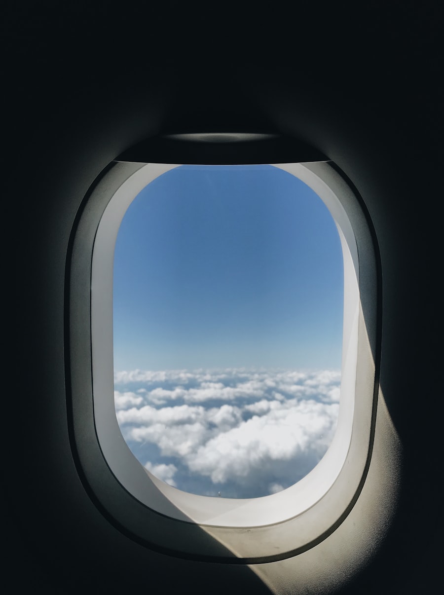 Clouds seen through an aeroplane window