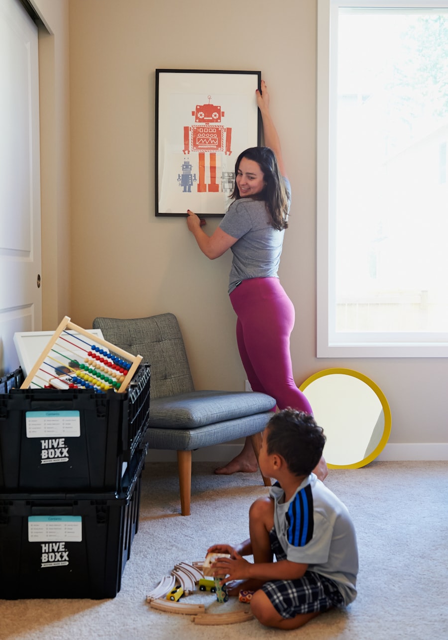 A family unpacking boxes in a new home
